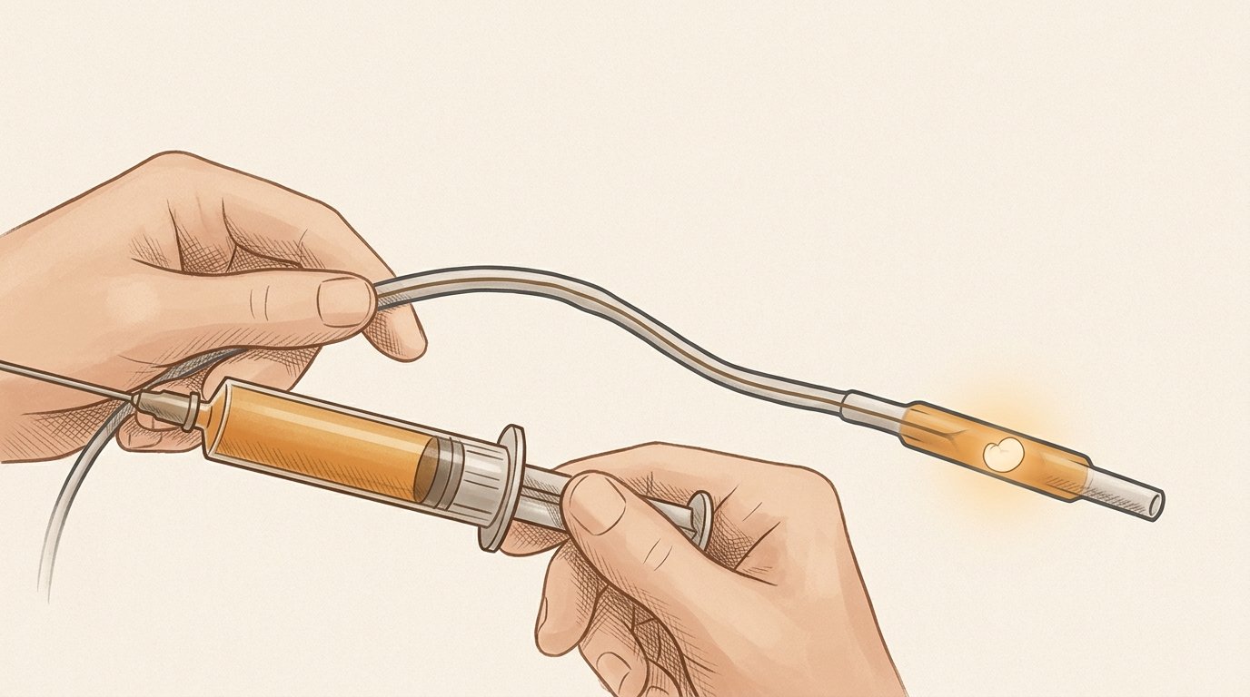 Catheter loaded — instrument ready. — variant D