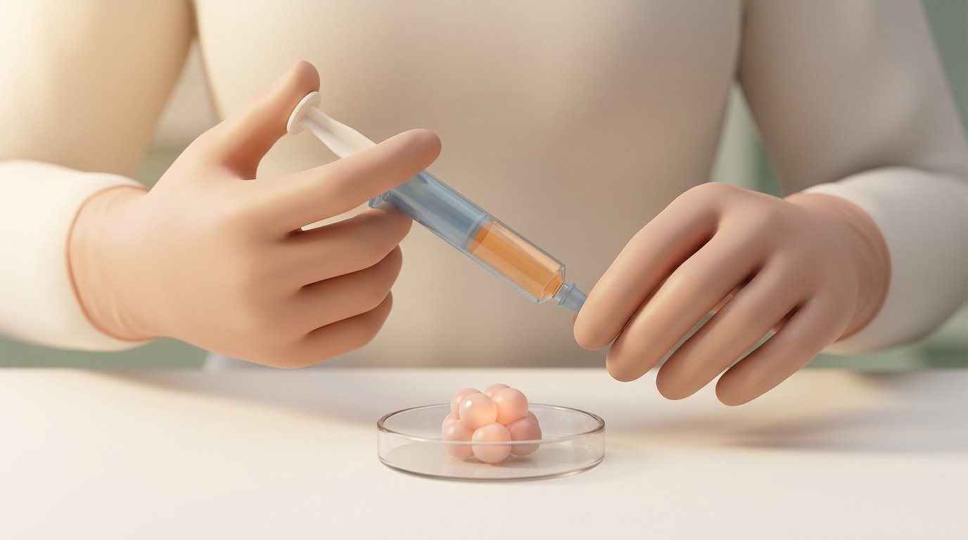 Embryologist with syringe. — variant B